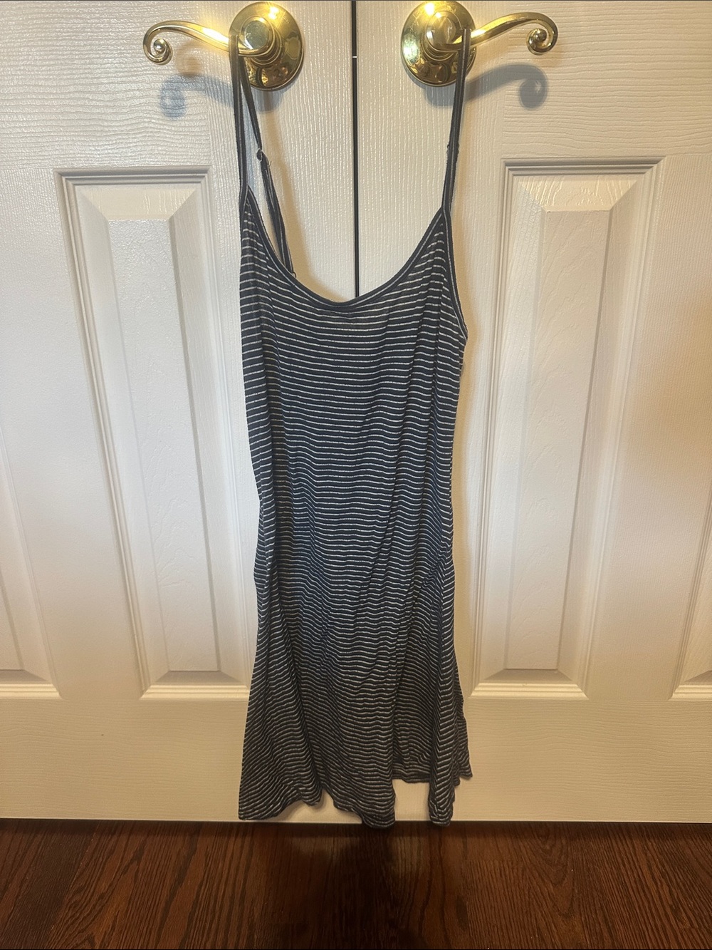 Brandy Melville navy blue and White Striped Midi Slip Dress